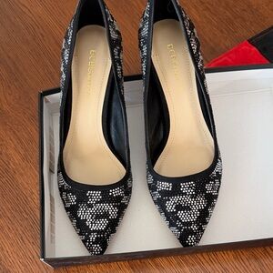 BCBGeneration Black and White Floral Heels